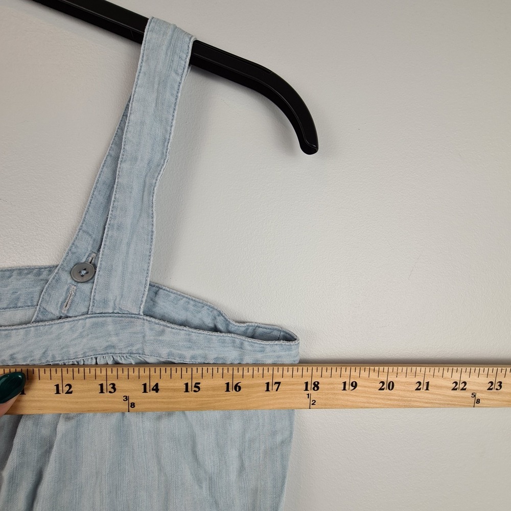 7 For All Mankind Light Blue Chambray Denim Women' Dress Large Boho Adjustable - Picture 3 of 7